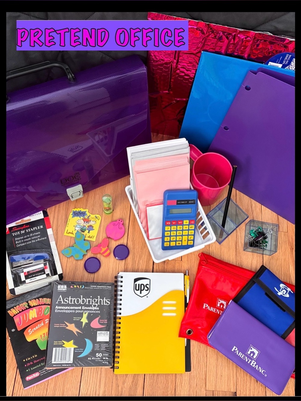 Pretend Office Set, Toy Briefcase, Desk Accessories, Checkbook, Wallet, + more